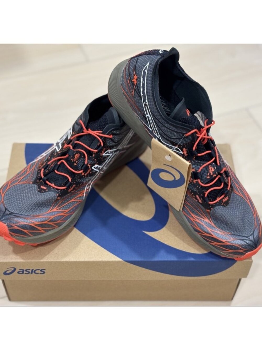 ASICS Fujispeed Trail Running Shoes Men's 9 Black Cherry Tomato